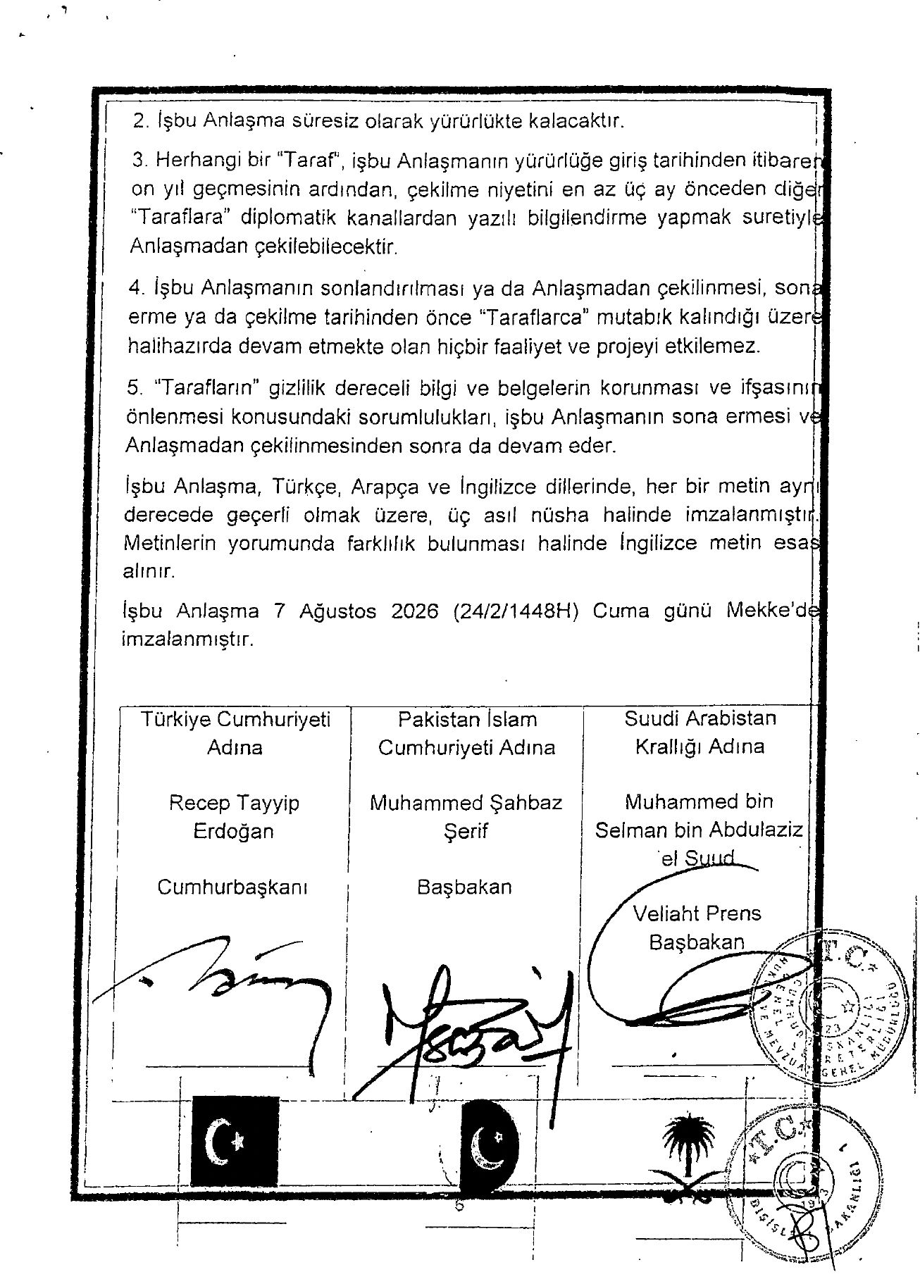 Mekke Anlaşması Metni