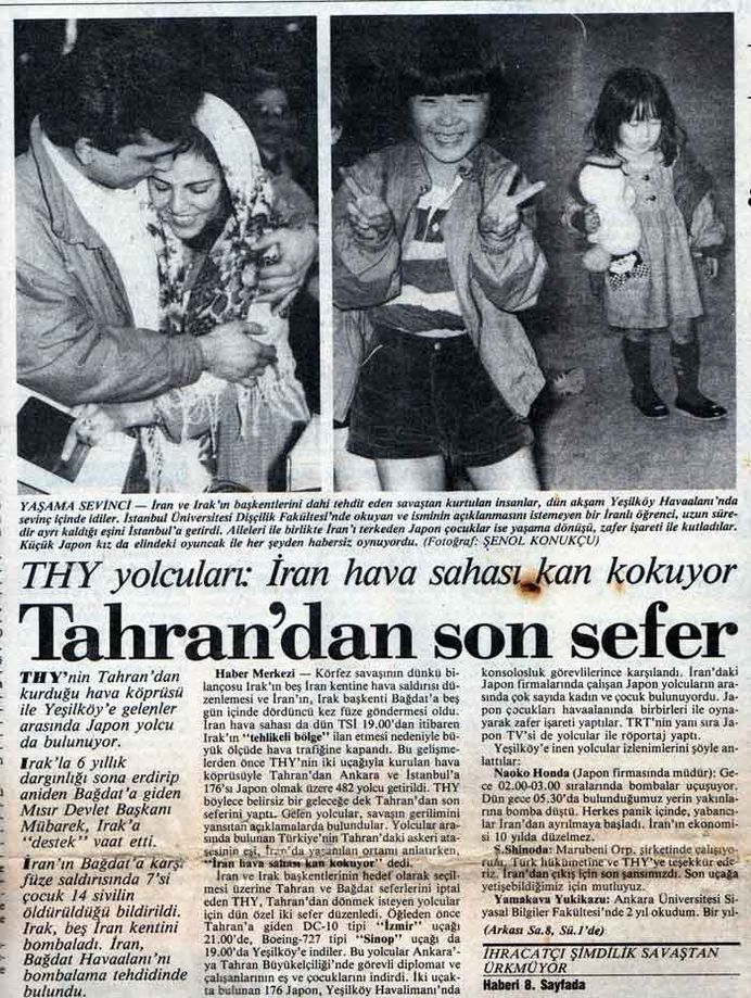 THY İran Japon Tahliye