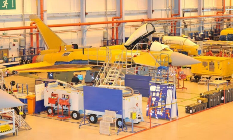 Warton tesisinde bir Eurofighter Typhoon