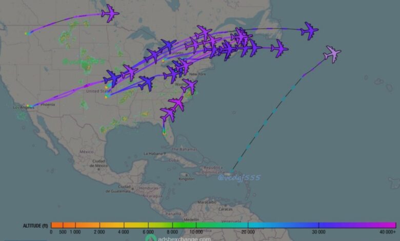 doğuya hareket eden KC-135 ve KC-46 tipi en az 27 yakıt ikmal uçağı tespit edildi.